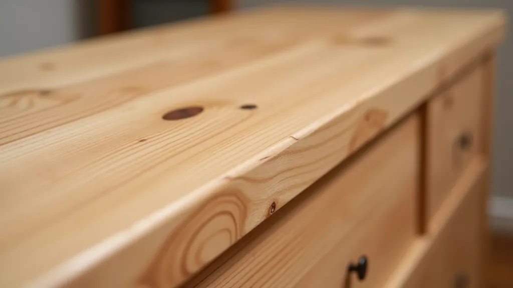 Close-up of wooden furniture grain showing solid wood texture and natural color variation