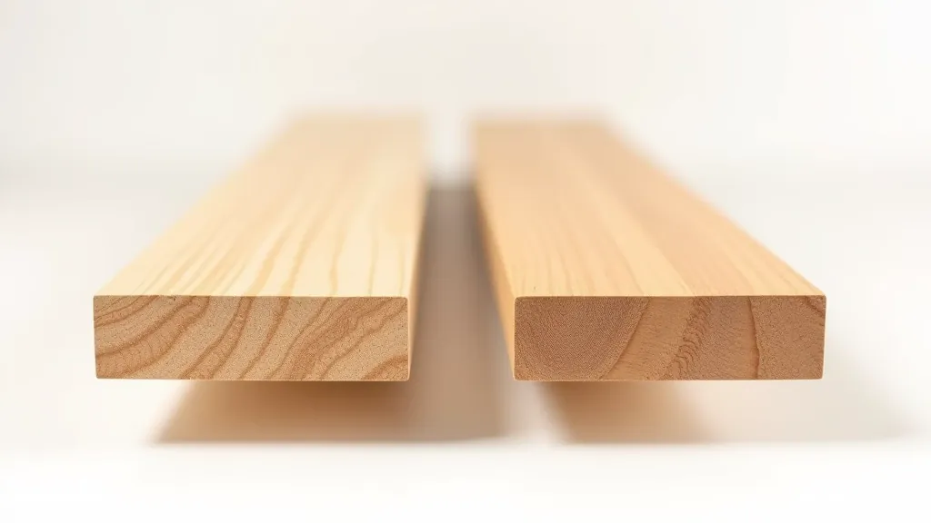 Comparison showing solid wood versus veneered furniture panels side by side